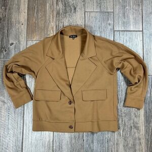 Love Maven Women's Brown‎ Textured Button Front Blazer Jacket Size M